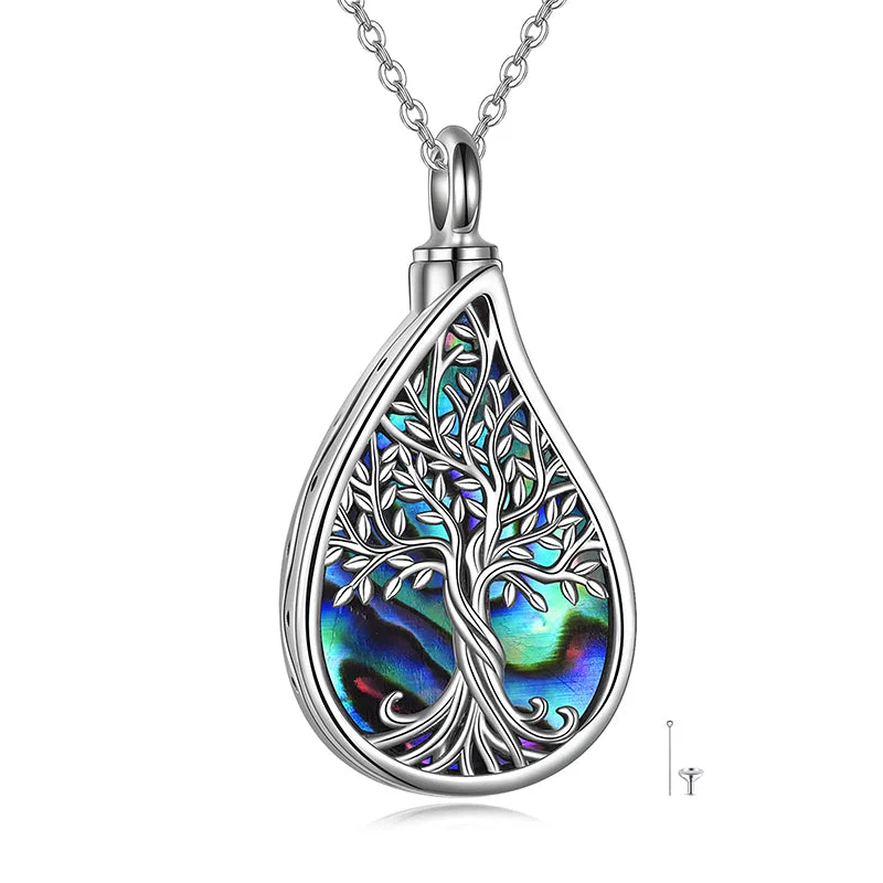 Tree of Life Urn Necklaces for Ashes Sterling Silver Abalone Shell Tree of Life Cremation Jewelry Memory Jewelry for Women Men - Image 89