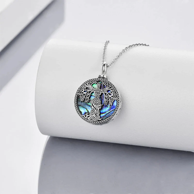 Tree of Life Urn Necklaces for Ashes Sterling Silver Abalone Shell Tree of Life Cremation Jewelry Memory Jewelry for Women Men - Image 9