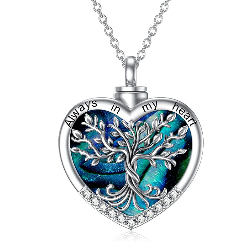 Tree of Life Urn Necklaces for Ashes Sterling Silver Abalone Shell Tree of Life Cremation Jewelry Memory Jewelry for Women Men - Image 90
