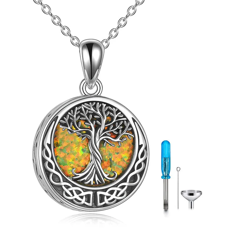 Tree of Life Urn Necklaces for Ashes Sterling Silver Abalone Shell Tree of Life Cremation Jewelry Memory Jewelry for Women Men - Image 92