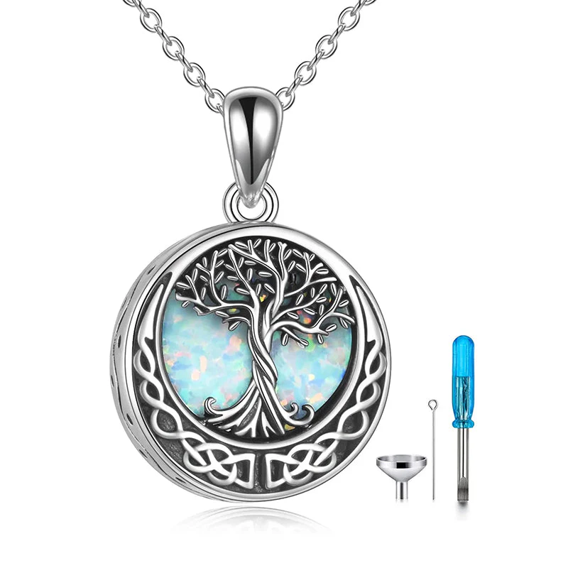 Tree of Life Urn Necklaces for Ashes Sterling Silver Abalone Shell Tree of Life Cremation Jewelry Memory Jewelry for Women Men - Image 97