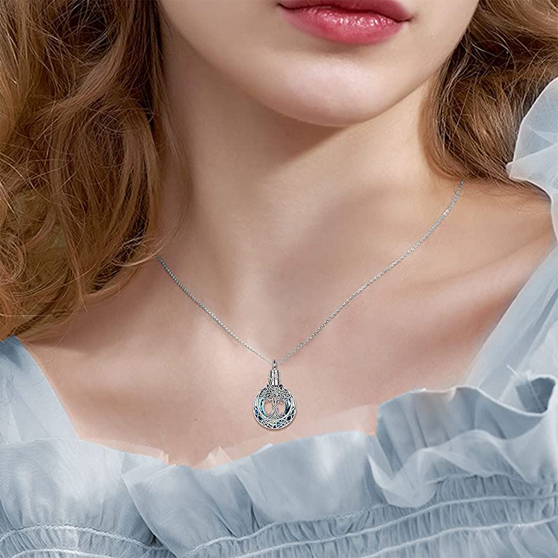 Tree of Life Urn Necklaces for Ashes Sterling Silver Crystal Cremation Jewelry for Ashes Memory Jewelry for Women Men - Image 4