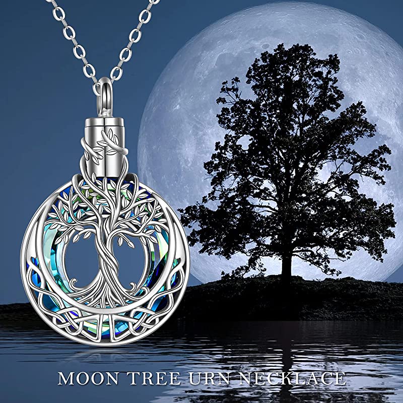 Tree of Life Urn Necklaces for Ashes Sterling Silver Crystal Cremation Jewelry for Ashes Memory Jewelry for Women Men - Image 5
