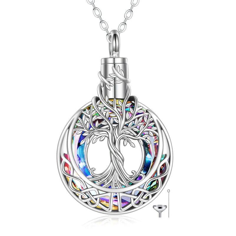 Tree of Life Urn Necklaces for Ashes Sterling Silver Crystal Cremation Jewelry for Ashes Memory Jewelry for Women Men - Image 8
