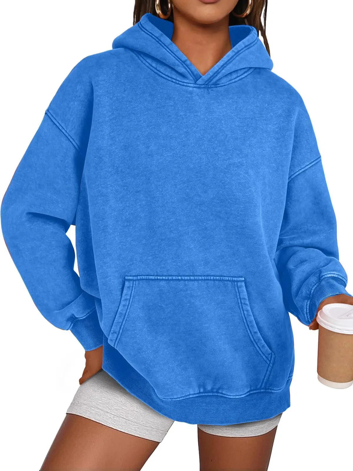 Unisex Casual Oversized Acid Wash Tops Hoodie Pullover - Image 10
