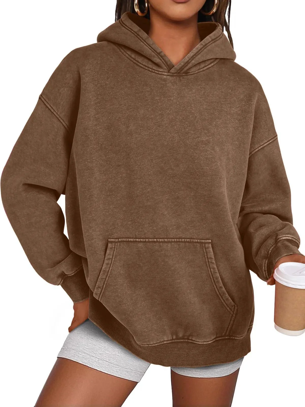 Unisex Casual Oversized Acid Wash Tops Hoodie Pullover - Image 11