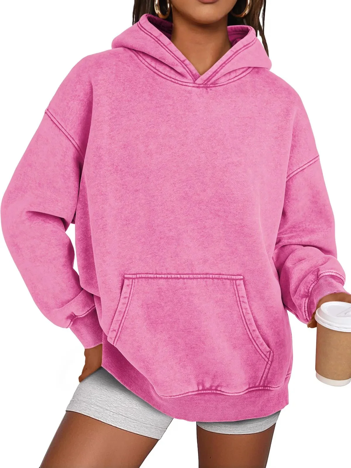 Unisex Casual Oversized Acid Wash Tops Hoodie Pullover - Image 13
