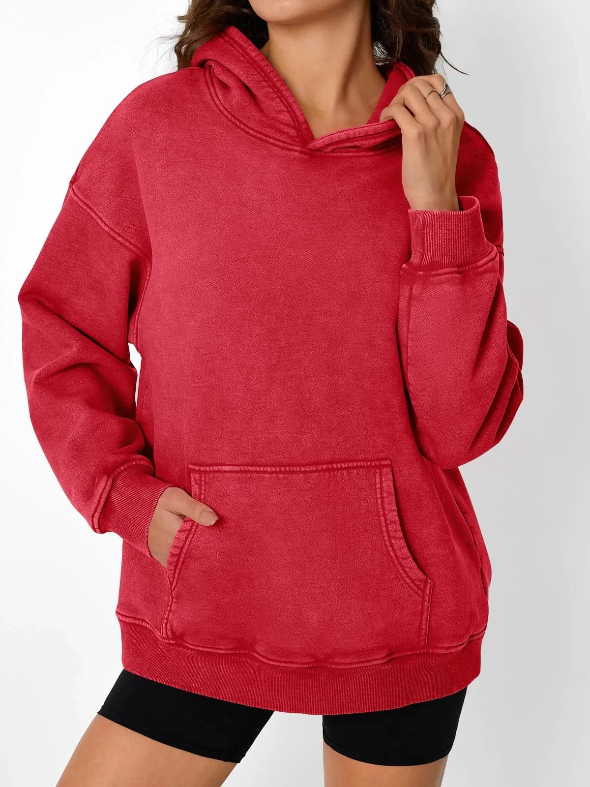 Unisex Casual Oversized Acid Wash Tops Hoodie Pullover - Image 2