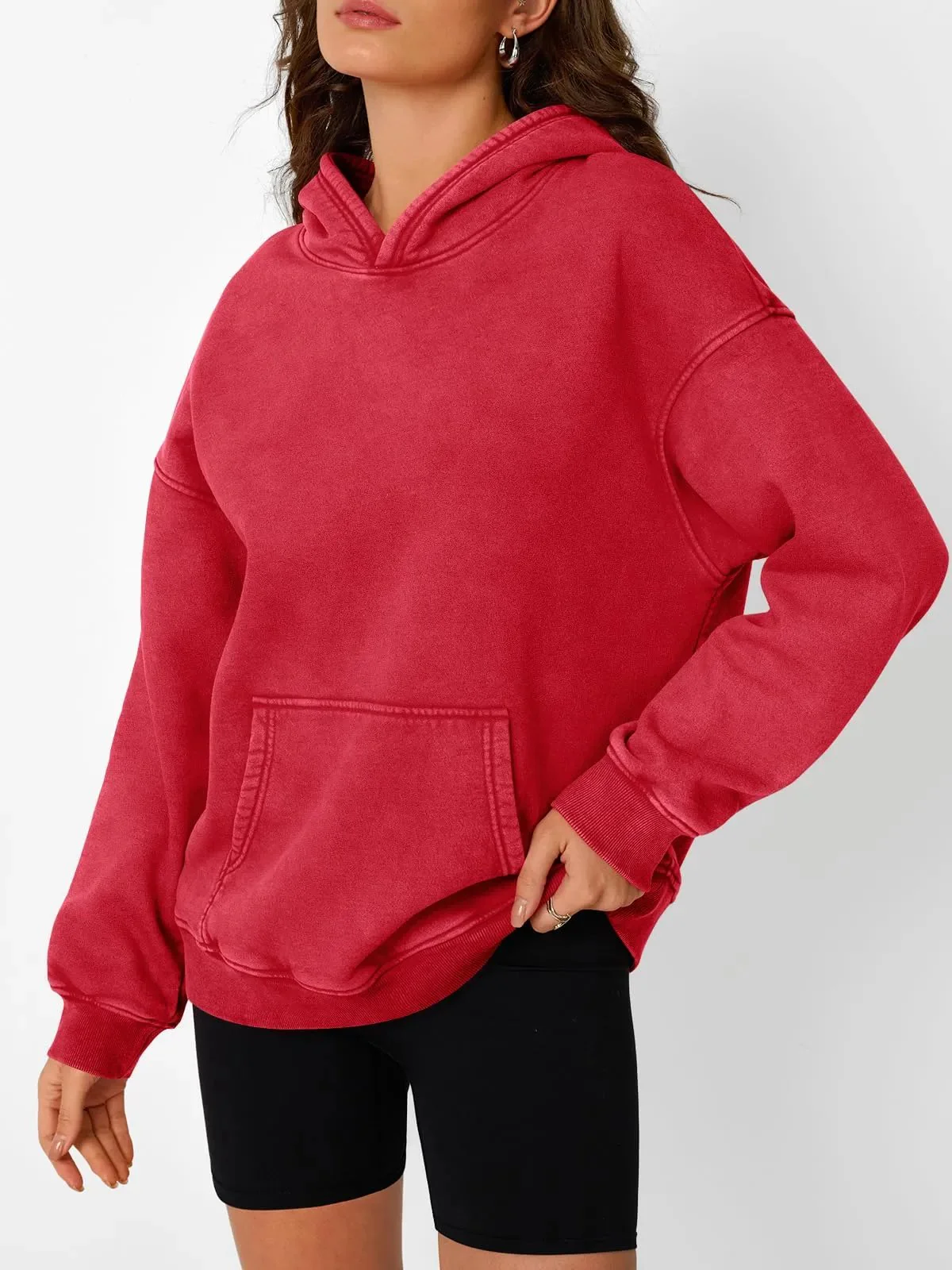 Unisex Casual Oversized Acid Wash Tops Hoodie Pullover - Image 3