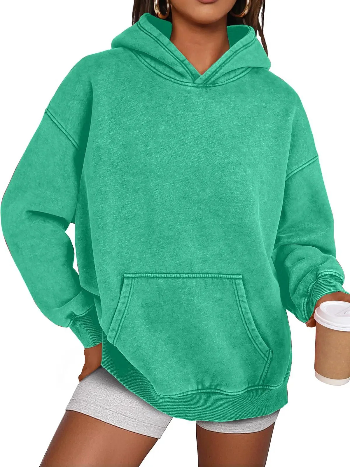 Unisex Casual Oversized Acid Wash Tops Hoodie Pullover - Image 7