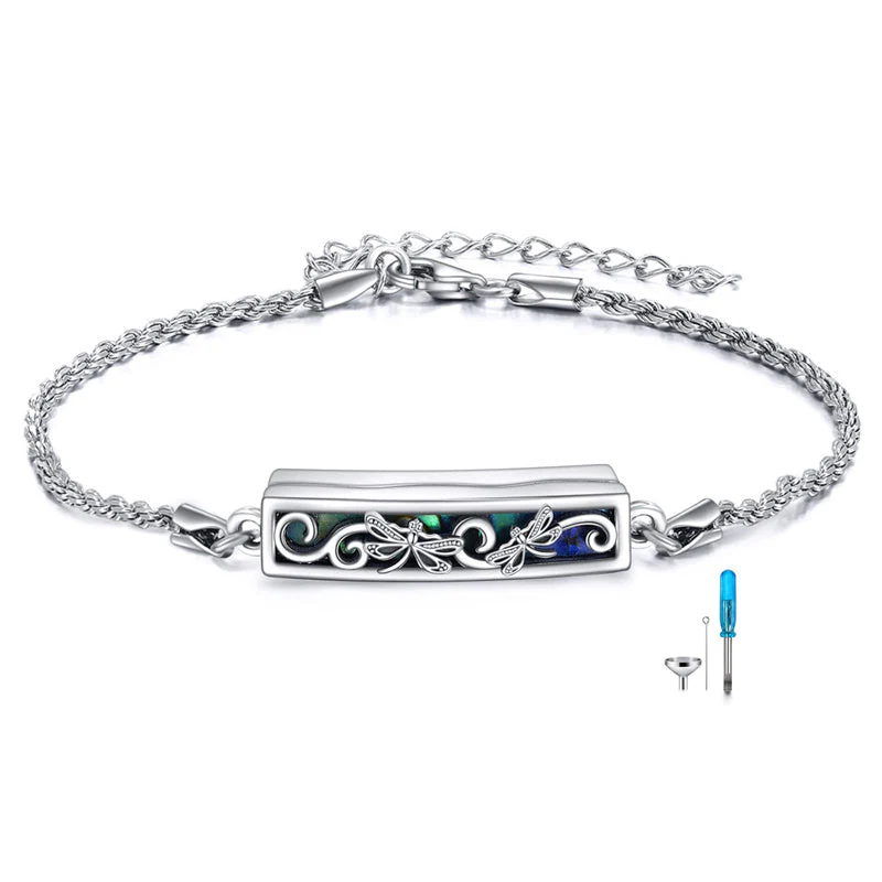 Urn Bracelet for Ashes 925 Sterling Silver Abalone Shell Hummingbird Dragonfly Butterfly Cremation Jewelry for Ashes Keepsake - Image 13