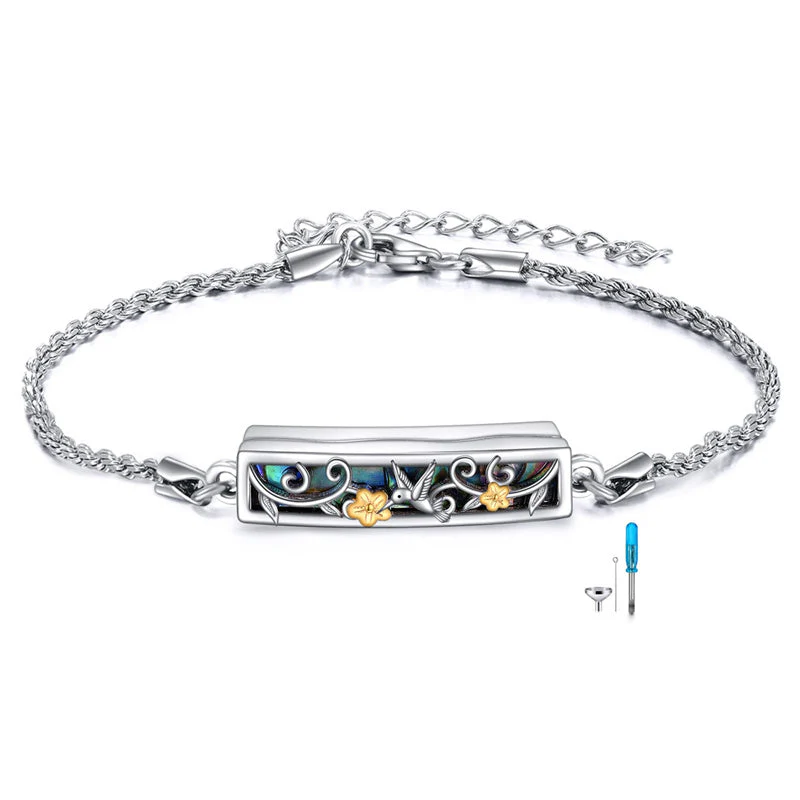 Urn Bracelet for Ashes 925 Sterling Silver Abalone Shell Hummingbird Dragonfly Butterfly Cremation Jewelry for Ashes Keepsake - Image 19