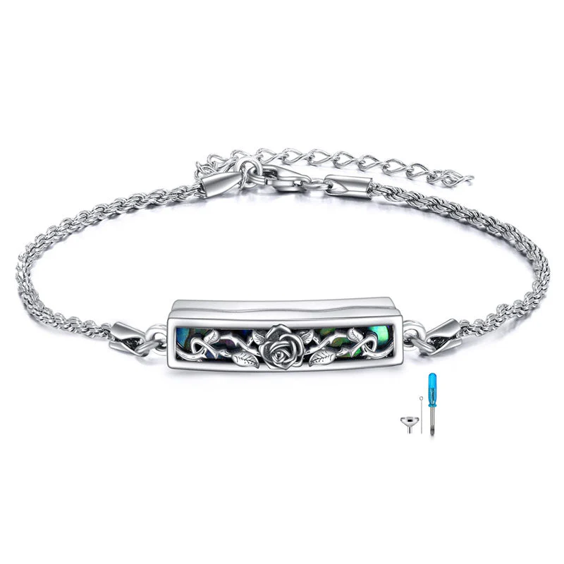 Urn Bracelet for Ashes 925 Sterling Silver Abalone Shell Hummingbird Dragonfly Butterfly Cremation Jewelry for Ashes Keepsake - Image 37