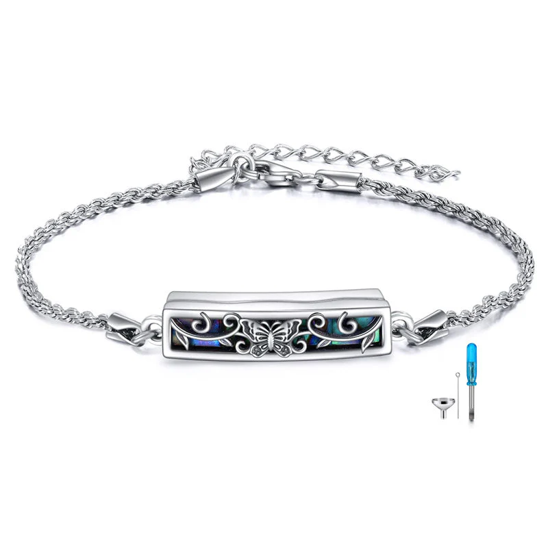 Urn Bracelet for Ashes 925 Sterling Silver Abalone Shell Hummingbird Dragonfly Butterfly Cremation Jewelry for Ashes Keepsake - Image 7