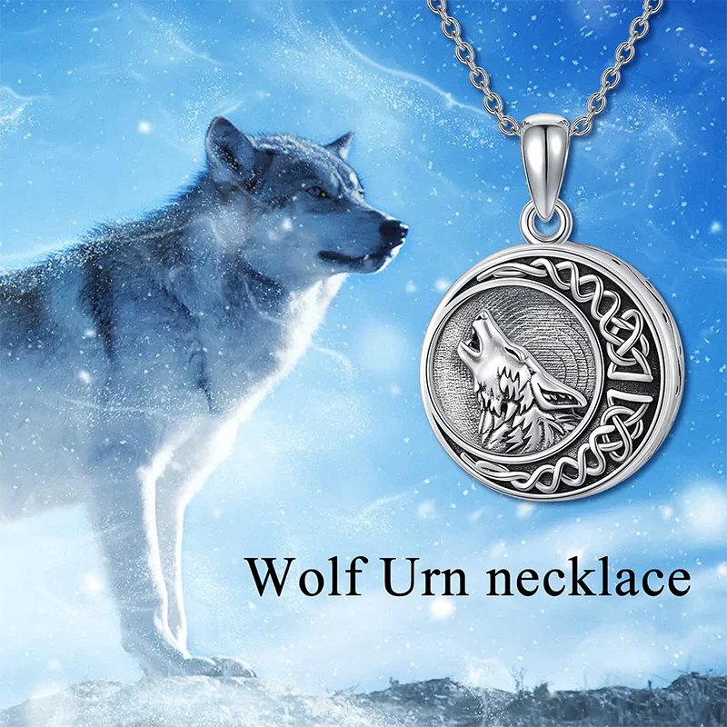 Urn Necklace for Ashes Sterling Silver Wolf Urn Pendant Cremation Jewelry Memorial Gifts for Women Men - Image 12