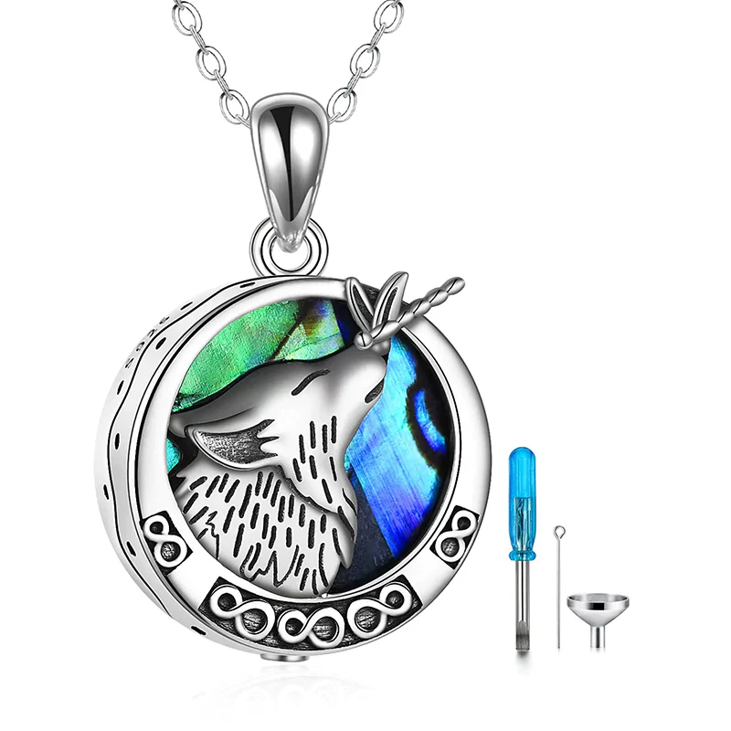 Urn Necklace for Ashes Sterling Silver Wolf Urn Pendant Cremation Jewelry Memorial Gifts for Women Men - Image 19