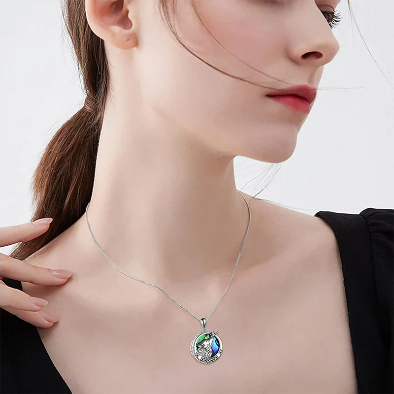 Urn Necklace for Ashes Sterling Silver Wolf Urn Pendant Cremation Jewelry Memorial Gifts for Women Men - Image 3