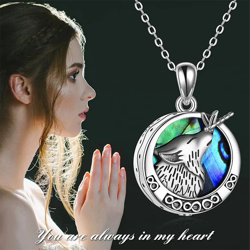 Urn Necklace for Ashes Sterling Silver Wolf Urn Pendant Cremation Jewelry Memorial Gifts for Women Men - Image 6