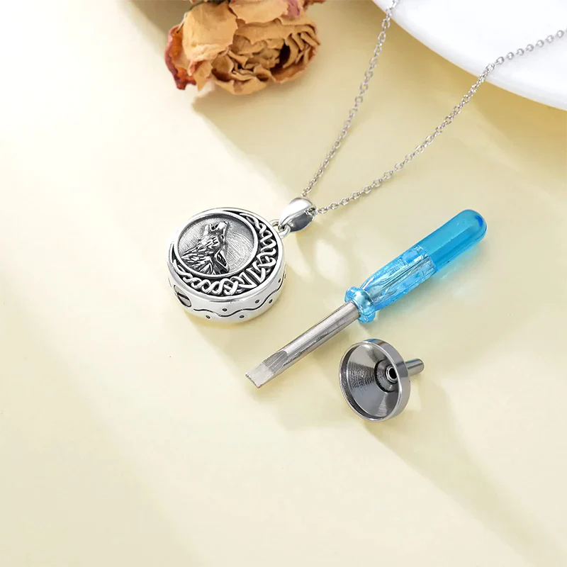 Urn Necklace for Ashes Sterling Silver Wolf Urn Pendant Cremation Jewelry Memorial Gifts for Women Men - Image 9