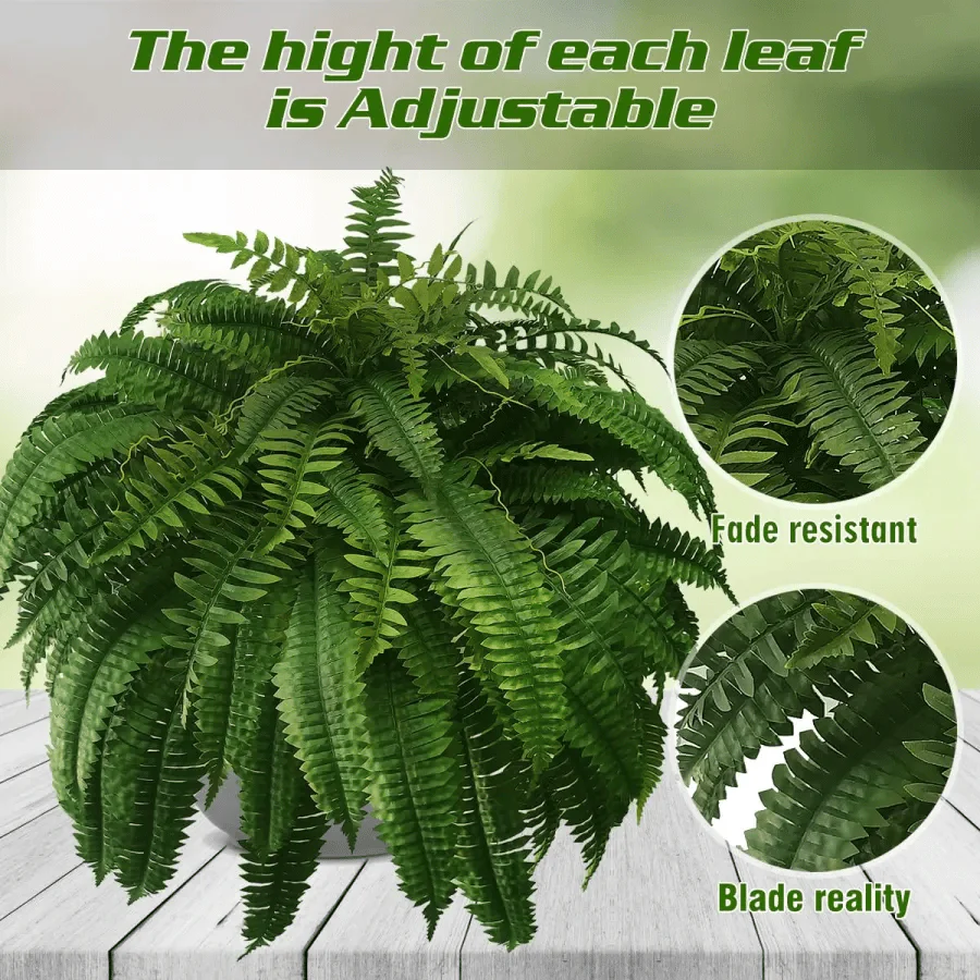 🌱UV Resistant Lifelike Artificial Boston Fern-Multiple Leaf Count Options - Image 9