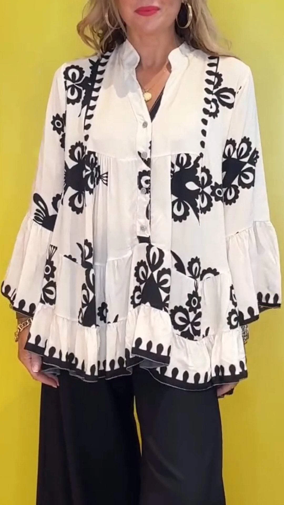 V-Neck Casual Printed Top - Image 2