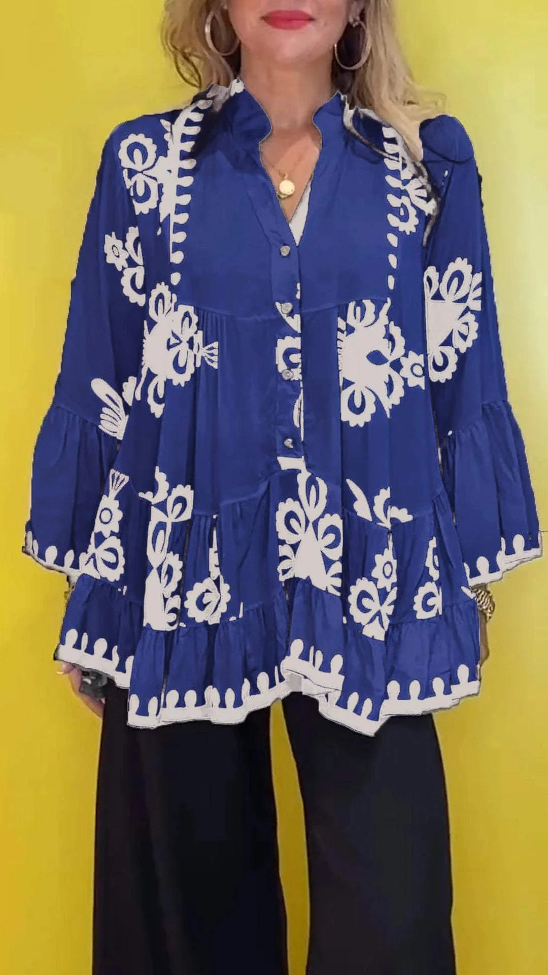 V-Neck Casual Printed Top - Image 5