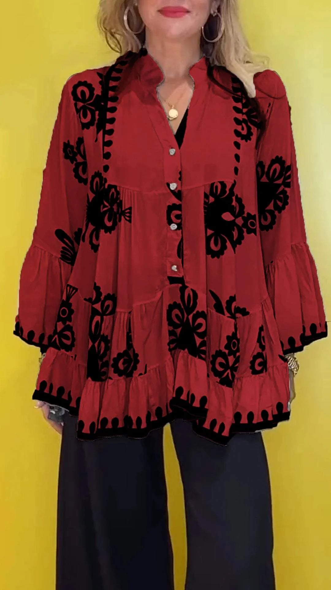 V-Neck Casual Printed Top - Image 8
