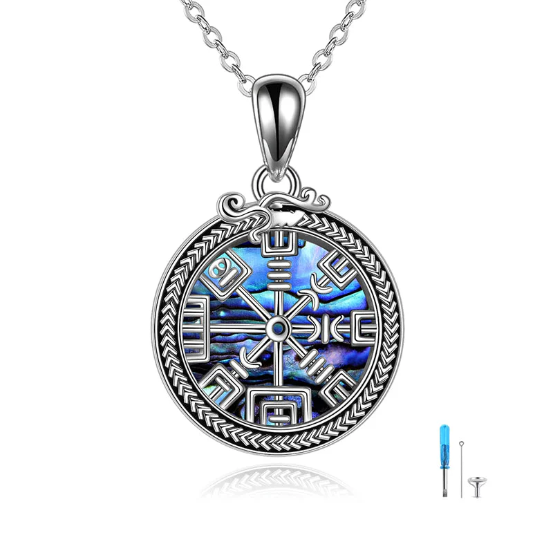 Viking Compass Celtic Knot Urn Necklace for Ashes Sterling Silver Abalone Shell Viking Jewelry for Men Cremation Jewelry Keepsake Pendant Necklace - Image 14