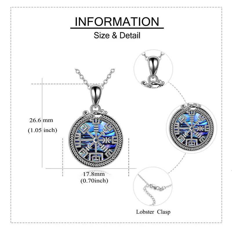 Viking Compass Celtic Knot Urn Necklace for Ashes Sterling Silver Abalone Shell Viking Jewelry for Men Cremation Jewelry Keepsake Pendant Necklace - Image 5