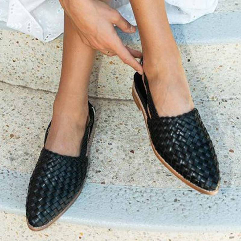 Women Chic Braided Upper Buckle Strap Flat Heel Sandles - Image 11