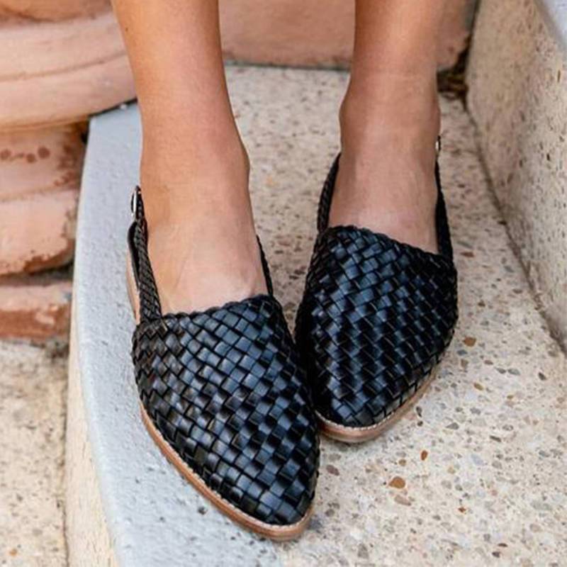 Women Chic Braided Upper Buckle Strap Flat Heel Sandles - Image 4