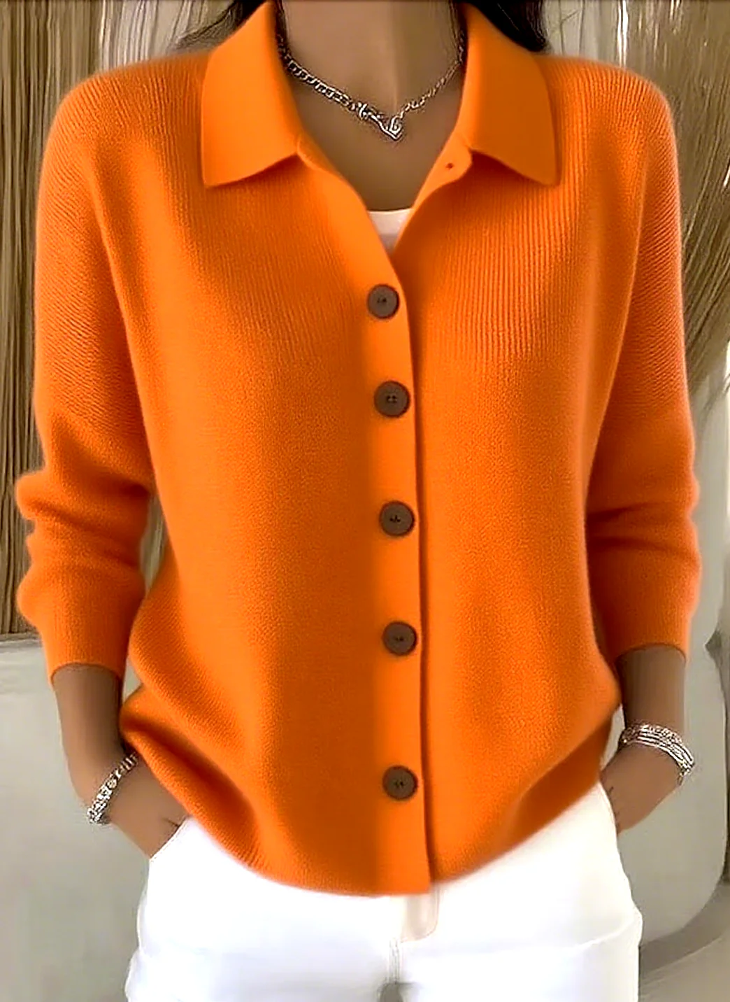 Women Plain Long Sleeve Shawl Collar Casual Spring/Fall Cardigan Outerwear - Image 6