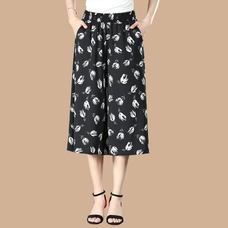 (Sale-45% OFF) Women's High Elastic Waist Pleated Chiffon Wide Leg - Image 6