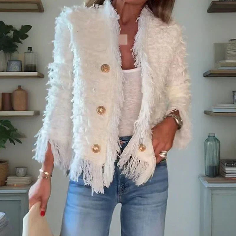 💜Women’s Fashion Button Tassel Short Coat - Image 2