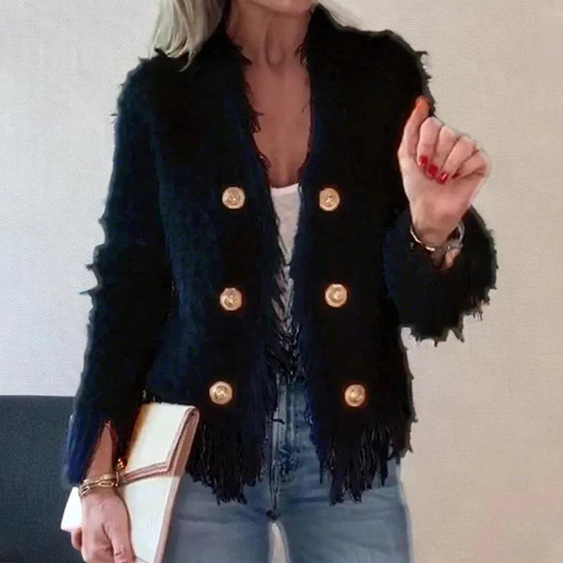 💜Women’s Fashion Button Tassel Short Coat - Image 5