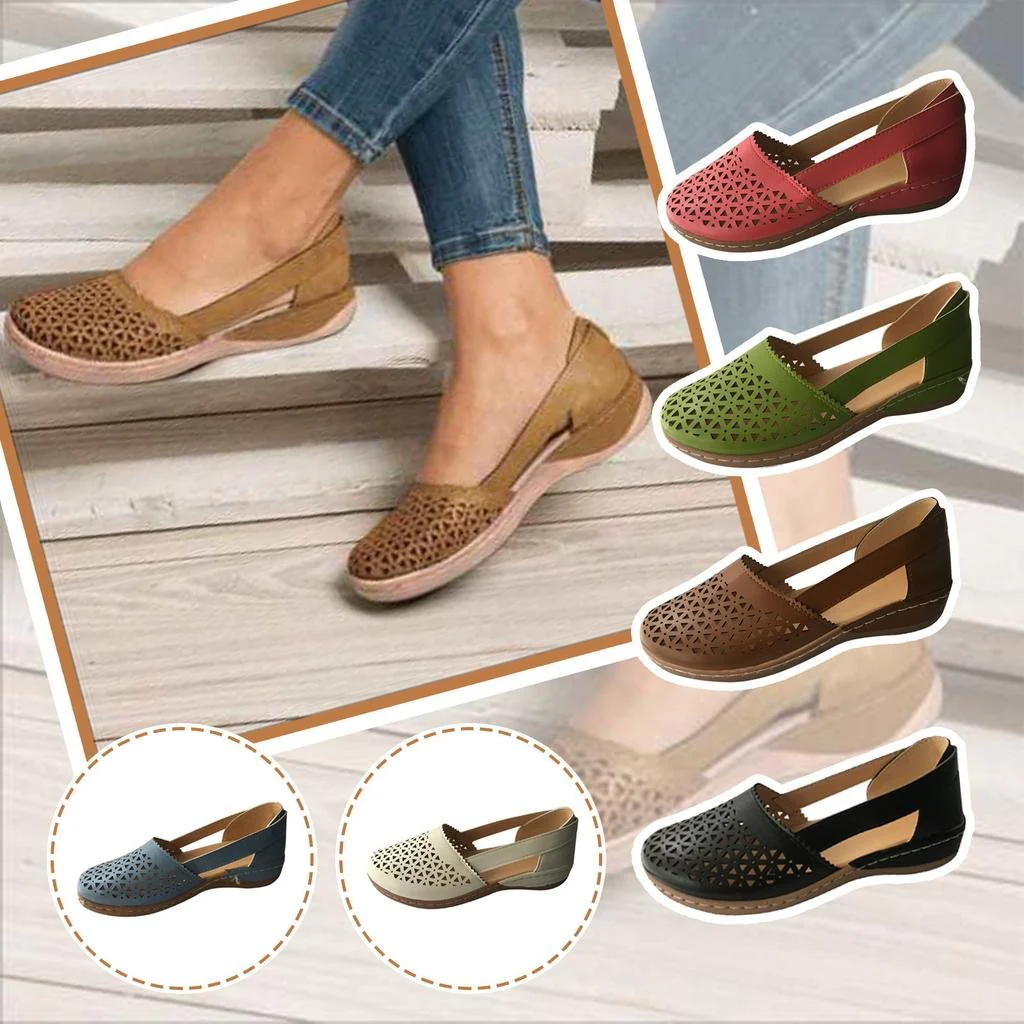 Wedges Orthopedic Hollow Out PU Summer Vintage Sandals