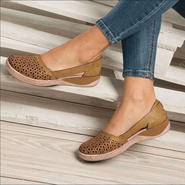 Wedges Orthopedic Hollow Out PU Summer Vintage Sandals - Image 4