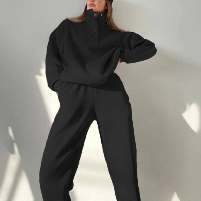 Women's Button Sweatshirt & Sweatpants (2-Piece Set) - Image 8