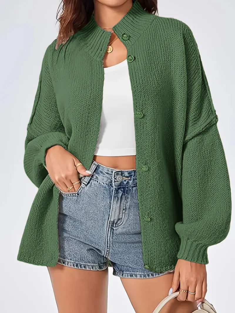 Women's Cardigan Fall Oversized Button Down Sweater Jacket - Image 10