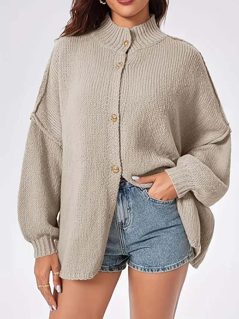 Women's Cardigan Fall Oversized Button Down Sweater Jacket - Image 3