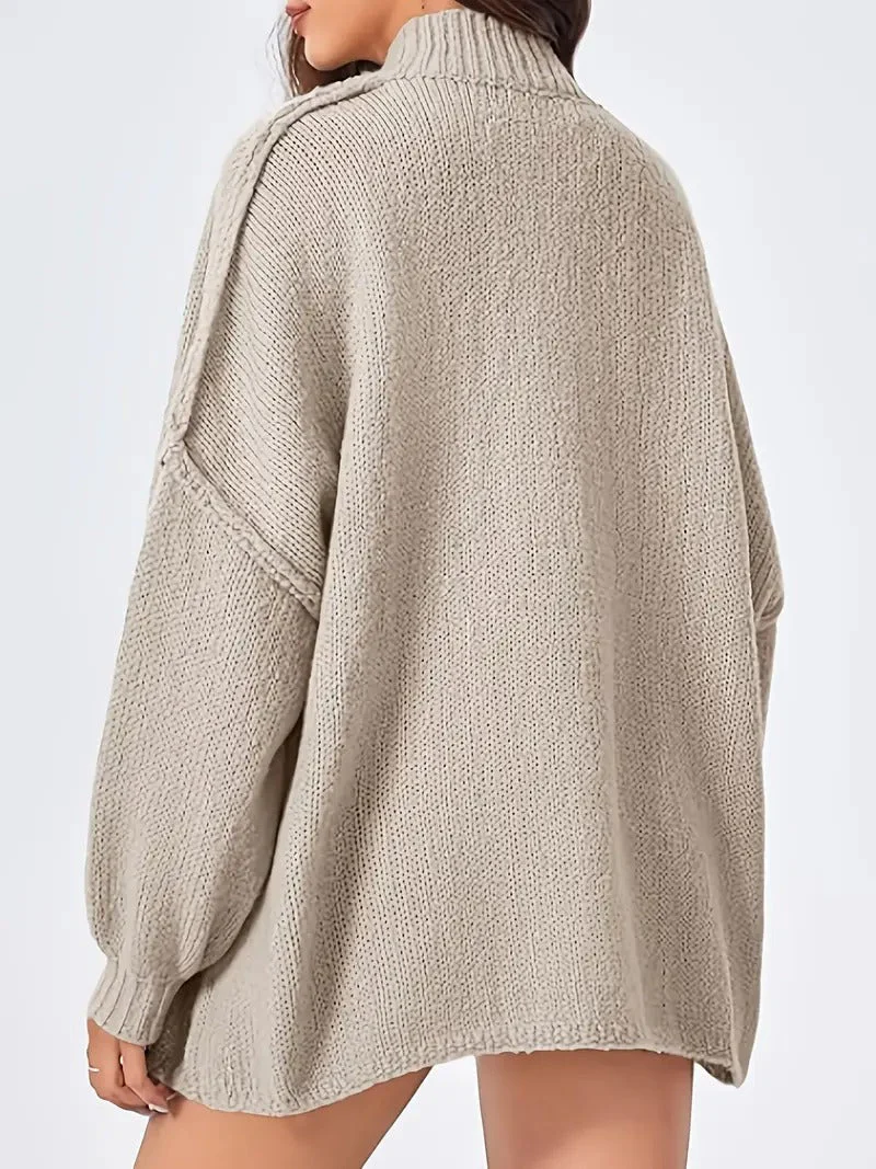 Women's Cardigan Fall Oversized Button Down Sweater Jacket - Image 4