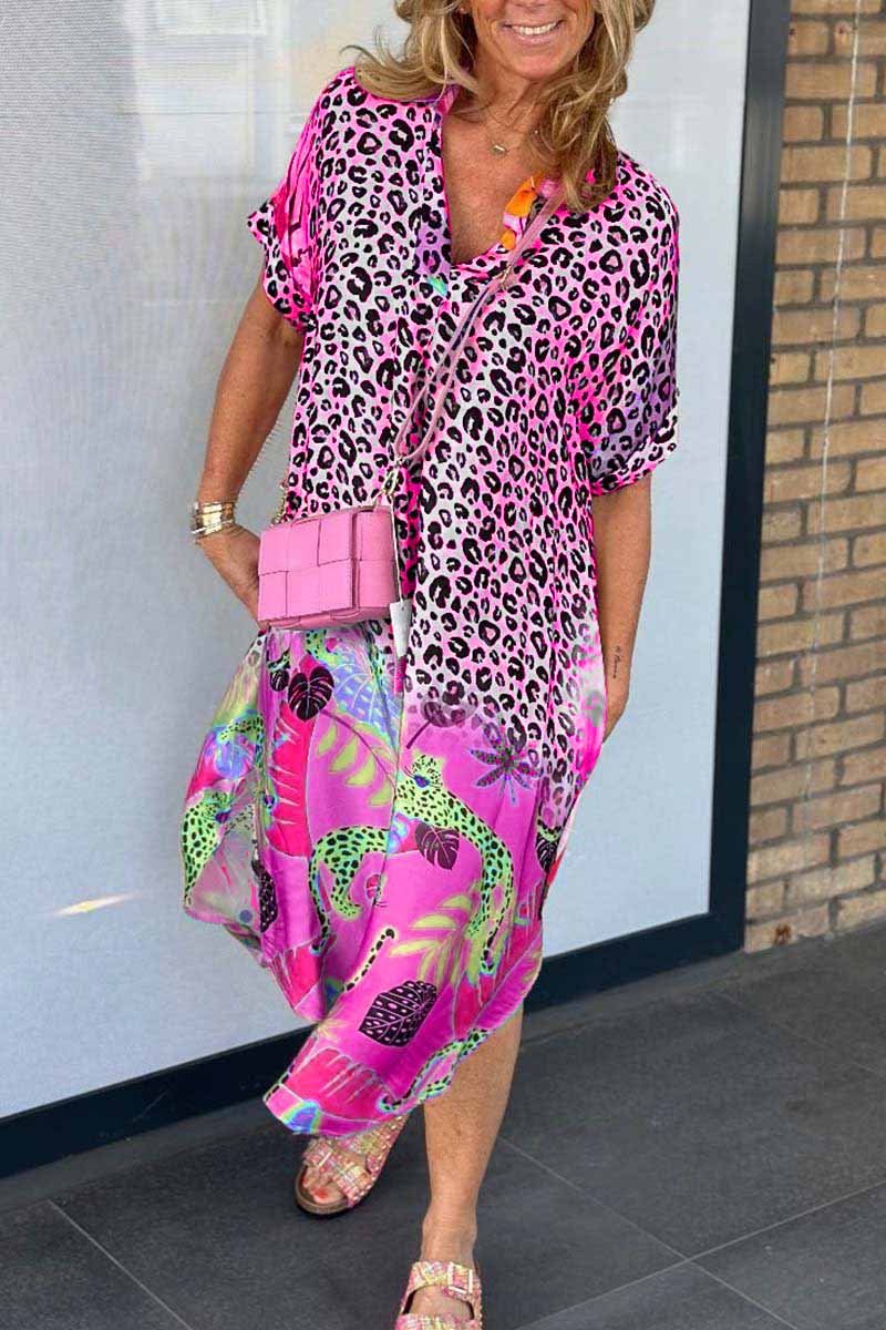 Women's Casual Leopard Print Short Sleeve Dress - Image 6