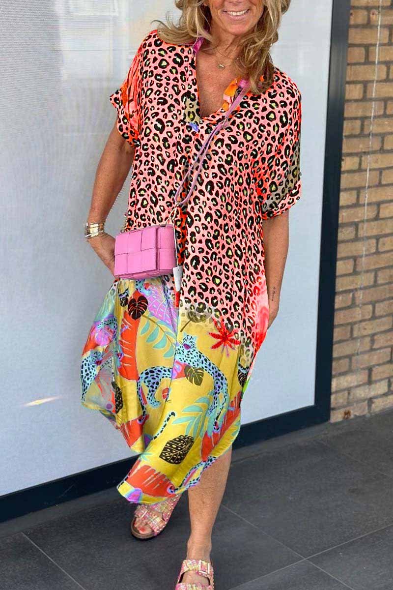 Women's Casual Leopard Print Short Sleeve Dress - Image 7