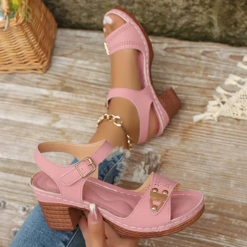Women's Chunky Heeled Sandals - Image 4