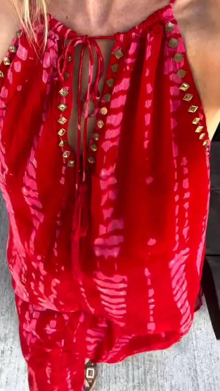 Women's Halter Neck Tie-Dye Holiday Casual Dress - Image 4