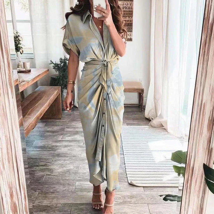 Women's Satin Button Shirt Dress - Image 2
