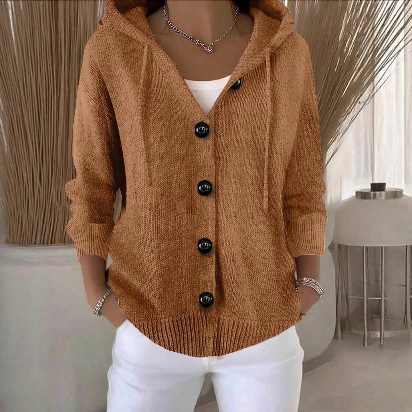 💖Women’s Solid Color Long Sleeve Cardigan - Image 7