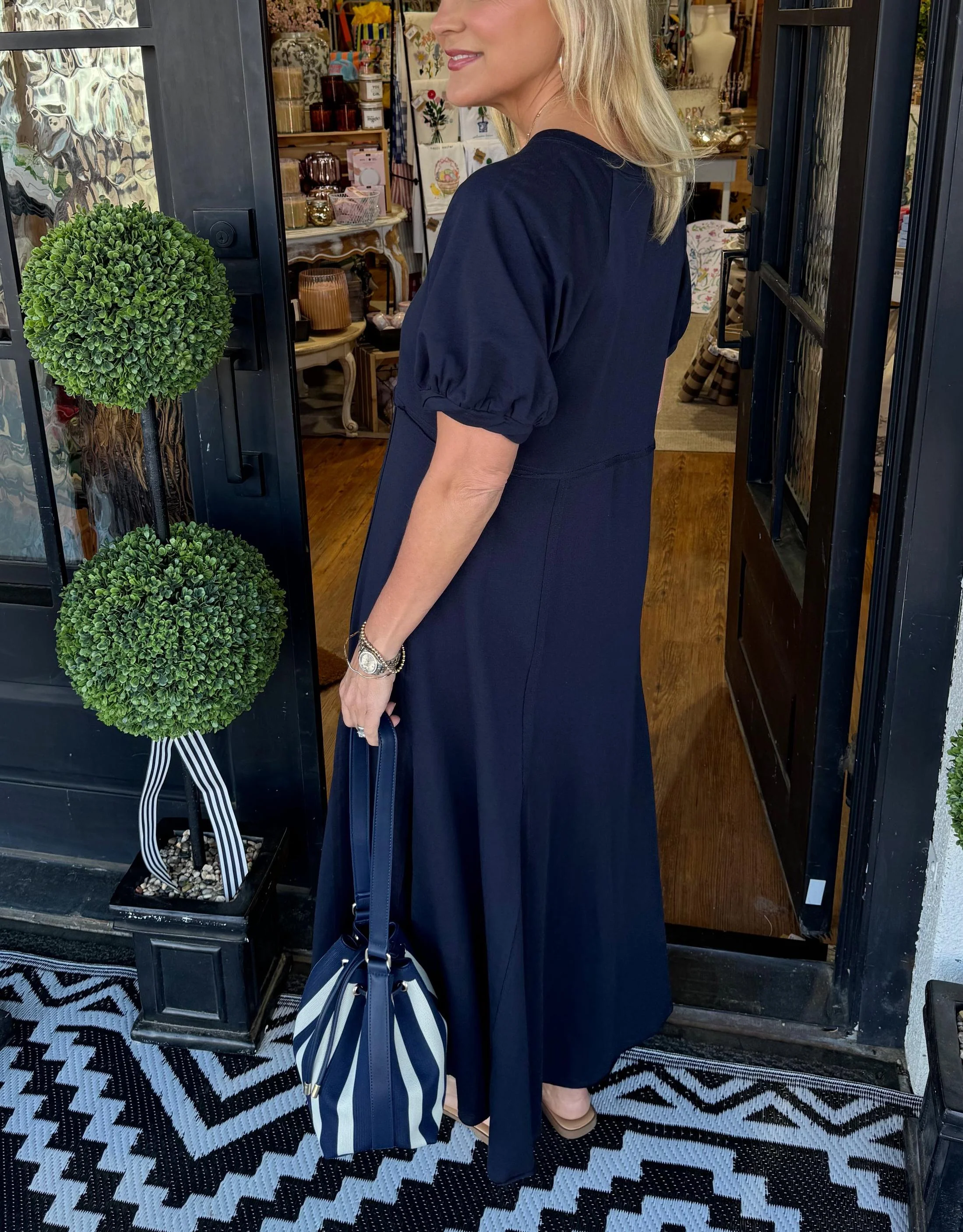 🔥Women's Solid Color Puff Sleeve Round Neck Long Dress(Buy 2 Free Shipping) - Image 5