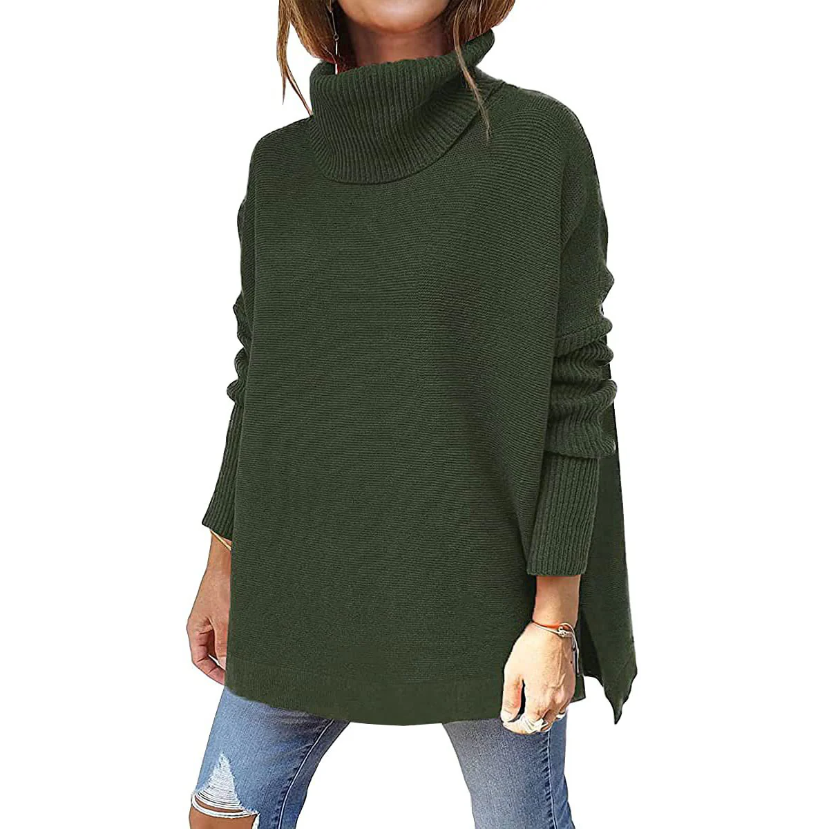 Women's Turtleneck Oversized Sweater Mid Length - Image 2