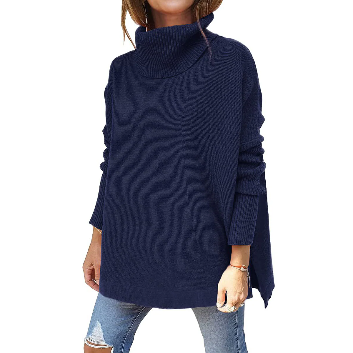 Women's Turtleneck Oversized Sweater Mid Length - Image 3